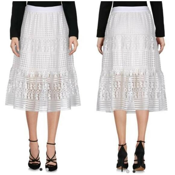 💕DIANE VON FURSTENBERG DVF💕 Tiana Lace Floral Skirt ~ White 2 NWT - Picture 8 of 16
